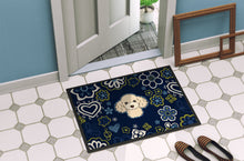 Load image into Gallery viewer, Blue Flowers Buff Poodle Doormat - 18x27 Decorative Floor Mat – Indoor/Outdoor Rug with Artistic Flair BB5109MAT