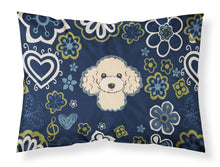 Load image into Gallery viewer, Blue Flowers Buff Poodle Fabric Standard Pillowcase – Artistic Decorative Front, White Back BB5109PILLOWCASE