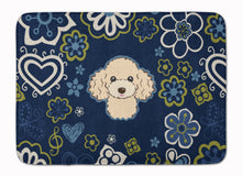 Load image into Gallery viewer, Blue Flowers Buff Poodle Machine Washable Memory Foam Mat BB5109RUG