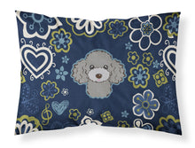 Load image into Gallery viewer, Blue Flowers Silver Gray Poodle Fabric Standard Pillowcase – Artistic Decorative Front, White Back BB5110PILLOWCASE