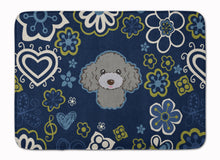 Load image into Gallery viewer, Blue Flowers Silver Gray Poodle Machine Washable Memory Foam Mat BB5110RUG