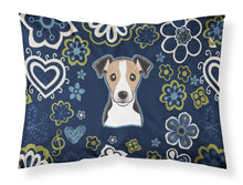 Load image into Gallery viewer, Blue Flowers Jack Russell Terrier Fabric Standard Pillowcase – Artistic Decorative Front, White Back BB5112PILLOWCASE