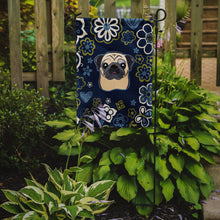 Load image into Gallery viewer, Blue Flowers Fawn Pug Garden Flag - Outdoor Decorative Yard Flag BB5113GF