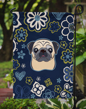Load image into Gallery viewer, Blue Flowers Fawn Pug Garden Flag - Outdoor Decorative Yard Flag BB5113GF