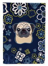Load image into Gallery viewer, Blue Flowers Fawn Pug Garden Flag - Outdoor Decorative Yard Flag BB5113GF