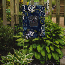Load image into Gallery viewer, Blue Flowers Black Pug Garden Flag - Outdoor Decorative Yard Flag BB5114GF