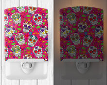 Load image into Gallery viewer, Day of the Dead Pink Ceramic Night Light BB5115CNL
