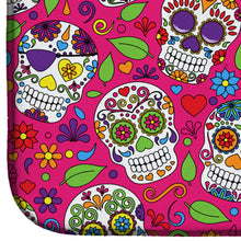 Load image into Gallery viewer, Day of the Dead Pink Dish Drying Mat – Absorbent, Artistic Kitchen Essentials BB5115DDM