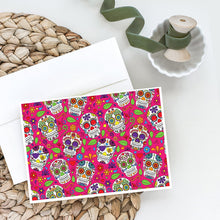Load image into Gallery viewer, Day of the Dead Pink Greeting Cards -  Blank Note Cards – 8-Pack of Artist-Designed Cards with Envelopes