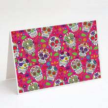 Load image into Gallery viewer, Day of the Dead Pink Greeting Cards -  Blank Note Cards – 8-Pack of Artist-Designed Cards with Envelopes