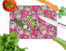Load image into Gallery viewer, Day of the Dead Pink Glass Cutting Boards – Durable, Decorative Kitchen Art Large BB5115LCB