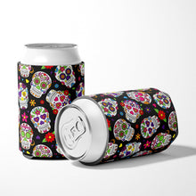 Load image into Gallery viewer, Day of the Dead Black Can or Bottle Hugger BB5116CC
