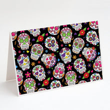 Load image into Gallery viewer, Day of the Dead Black Greeting Cards -  Blank Note Cards – 8-Pack of Artist-Designed Cards with Envelopes