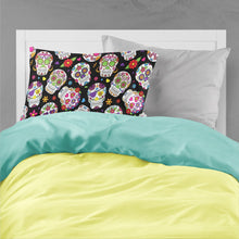 Load image into Gallery viewer, Day of the Dead Black Fabric Standard Pillowcase – Artistic Decorative Front, White Back BB5116PILLOWCASE
