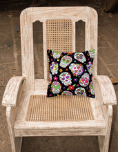 Load image into Gallery viewer, Day of the Dead Black Fabric Decorative Pillow BB5116PW1818