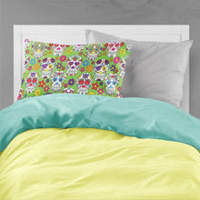 Load image into Gallery viewer, Day of the Dead Green Fabric Standard Pillowcase – Artistic Decorative Front, White Back BB5117PILLOWCASE