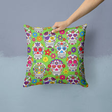 Load image into Gallery viewer, Day of the Dead Green Throw Pillow - 14x14 Decorative Pillow – Art for Your Home &amp; Patio BB5117PW1414