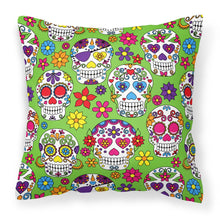 Load image into Gallery viewer, Day of the Dead Green Fabric Decorative Pillow BB5117PW1818
