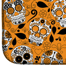 Load image into Gallery viewer, Day of the Dead Orange Dish Drying Mat – Absorbent, Artistic Kitchen Essentials BB5118DDM
