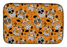 Load image into Gallery viewer, Day of the Dead Orange Dish Drying Mat – Absorbent, Artistic Kitchen Essentials BB5118DDM