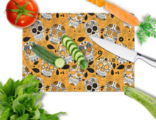 Load image into Gallery viewer, Day of the Dead Orange Glass Cutting Boards – Durable, Decorative Kitchen Art Large BB5118LCB