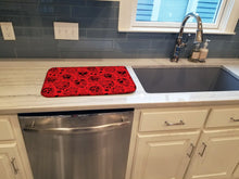 Load image into Gallery viewer, Day of the Dead Orange Dish Drying Mat – Absorbent, Artistic Kitchen Essentials BB5119DDM
