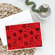 Load image into Gallery viewer, Day of the Dead Red Greeting Cards -  Blank Note Cards – 8-Pack of Artist-Designed Cards with Envelopes