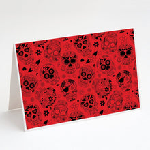 Load image into Gallery viewer, Day of the Dead Red Greeting Cards -  Blank Note Cards – 8-Pack of Artist-Designed Cards with Envelopes