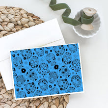 Load image into Gallery viewer, Day of the Dead Blue Greeting Cards -  Blank Note Cards – 8-Pack of Artist-Designed Cards with Envelopes