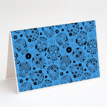 Load image into Gallery viewer, Day of the Dead Blue Greeting Cards -  Blank Note Cards – 8-Pack of Artist-Designed Cards with Envelopes