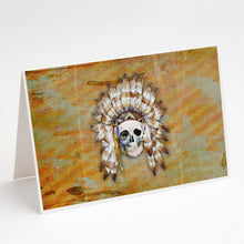 Load image into Gallery viewer, Day of the Dead Indian Skull Greeting Cards -  Blank Note Cards – 8-Pack of Artist-Designed Cards with Envelopes