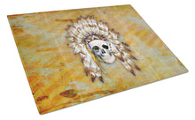 Load image into Gallery viewer, Day of the Dead Indian Skull Glass Cutting Boards – Durable, Decorative Kitchen Art Large BB5121LCB