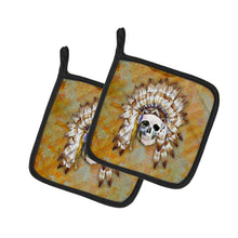 Load image into Gallery viewer, Day of the Dead Indian Skull Pot Holders - Set of 2 - Heat-Resistant Kitchen Essentials BB5121PTHD