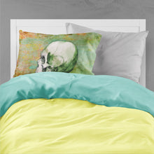Load image into Gallery viewer, Day of the Dead Green Skull Fabric Standard Pillowcase – Artistic Decorative Front, White Back BB5122PILLOWCASE