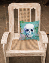 Load image into Gallery viewer, Day of the Dead Teal Skull Fabric Decorative Pillow BB5123PW1818