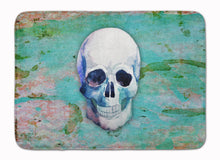 Load image into Gallery viewer, Day of the Dead Teal Skull Machine Washable Memory Foam Mat BB5123RUG
