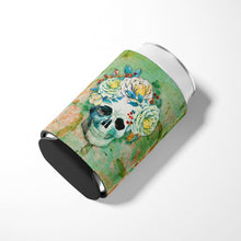 Load image into Gallery viewer, Day of the Dead Skull with Flowers Can or Bottle Hugger BB5124CC