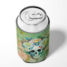 Load image into Gallery viewer, Day of the Dead Skull with Flowers Can or Bottle Hugger BB5124CC