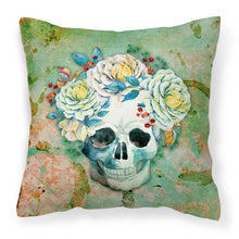 Load image into Gallery viewer, Day of the Dead Skull with Flowers Fabric Decorative Pillow BB5124PW1818