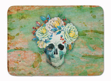 Load image into Gallery viewer, Day of the Dead Skull with Flowers Machine Washable Memory Foam Mat BB5124RUG