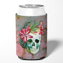 Load image into Gallery viewer, Day of the Dead Skull Flowers Can or Bottle Hugger BB5125CC