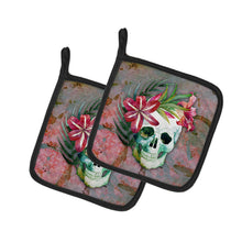 Load image into Gallery viewer, Day of the Dead Skull Flowers Pot Holders - Set of 2 - Heat-Resistant Kitchen Essentials BB5125PTHD