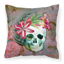 Load image into Gallery viewer, Day of the Dead Skull Flowers Fabric Decorative Pillow BB5125PW1818