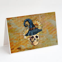 Load image into Gallery viewer, Day of the Dead Witch Skull  Greeting Cards -  Blank Note Cards – 8-Pack of Artist-Designed Cards with Envelopes