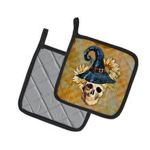 Load image into Gallery viewer, Day of the Dead Witch Skull Pot Holders - Set of 2 - Heat-Resistant Kitchen Essentials BB5126PTHD