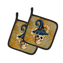 Load image into Gallery viewer, Day of the Dead Witch Skull Pot Holders - Set of 2 - Heat-Resistant Kitchen Essentials BB5126PTHD