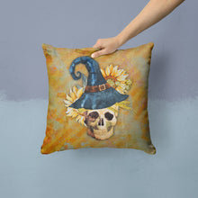 Load image into Gallery viewer, Day of the Dead Witch Skull  Throw Pillow - 14x14 Decorative Pillow – Art for Your Home &amp; Patio BB5126PW1414