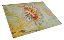 Load image into Gallery viewer, Day of the Dead Indian Skull  Glass Cutting Boards – Durable, Decorative Kitchen Art Large BB5127LCB