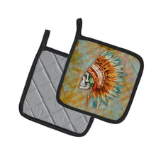 Load image into Gallery viewer, Day of the Dead Indian Skull Pot Holders - Set of 2 - Heat-Resistant Kitchen Essentials BB5127PTHD