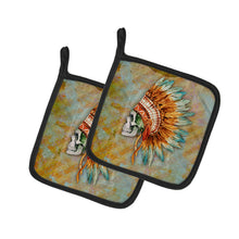 Load image into Gallery viewer, Day of the Dead Indian Skull Pot Holders - Set of 2 - Heat-Resistant Kitchen Essentials BB5127PTHD